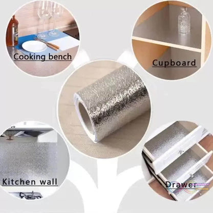 Aluminium foil for Kitchen and Aluminium Foil Paper Sticker Roll for Kitchen Wall, Drawers. (60cmx2Meter) - infinityexculsivestore.com