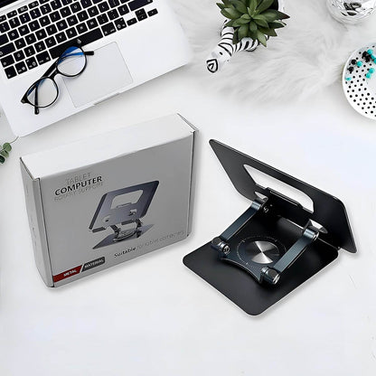 Aluminum Alloy 360°Rotating Bracket, Adjustable Laptop Stand, Portable Foldable Ergonomic Laptop Support - infinityexculsivestore.com