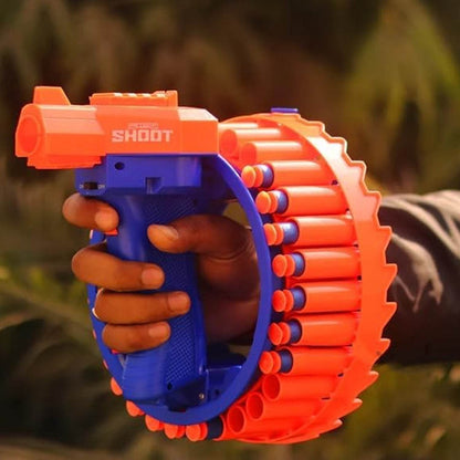 Amazing Toy Gun, Electric Gun for Children, 28 Soft Bullets for Youth Safety, Children's Electric Hand Ring Wheel Soft Bullet Gun, Gift Toys - infinityexculsivestore.com