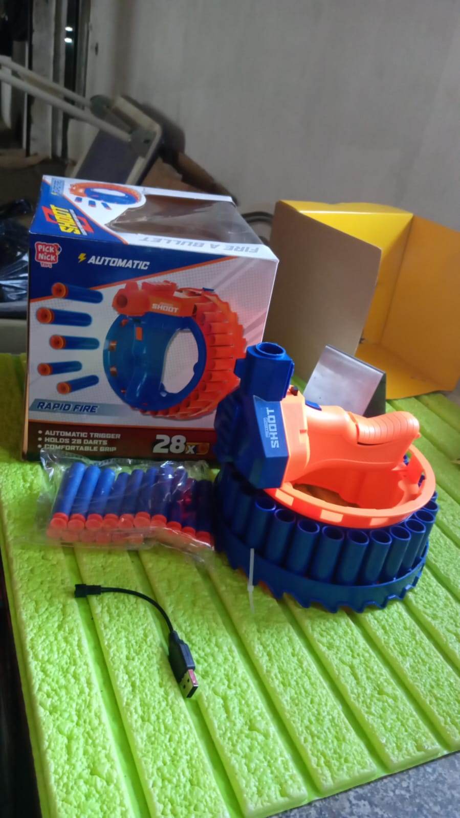 Amazing Toy Gun, Electric Gun for Children, 28 Soft Bullets for Youth Safety, Children's Electric Hand Ring Wheel Soft Bullet Gun, Gift Toys - infinityexculsivestore.com