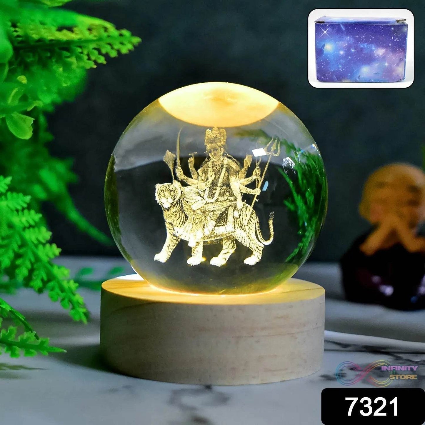 Ambaji 3D Crystal Ball lamps With Base (1 Pc) - infinityexculsivestore.com