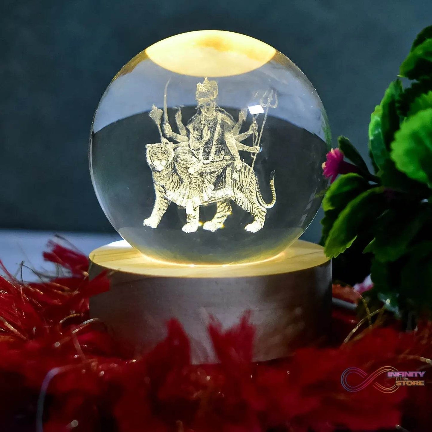Ambaji 3D Crystal Ball lamps With Base (1 Pc) - infinityexculsivestore.com