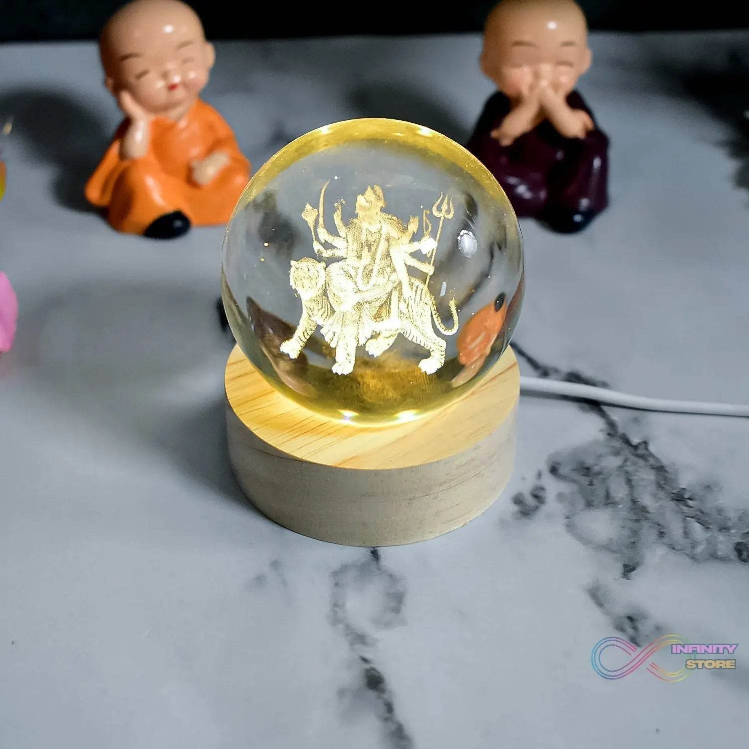 Ambaji 3D Crystal Ball lamps With Base (1 Pc) - infinityexculsivestore.com