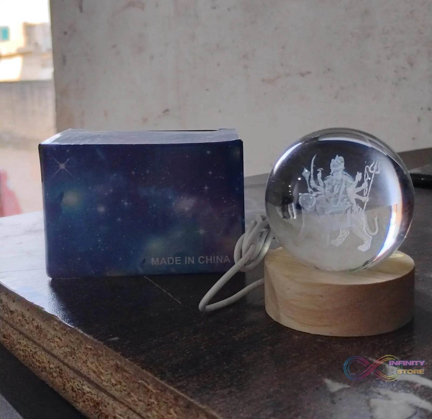 Ambaji 3D Crystal Ball lamps With Base (1 Pc) - infinityexculsivestore.com