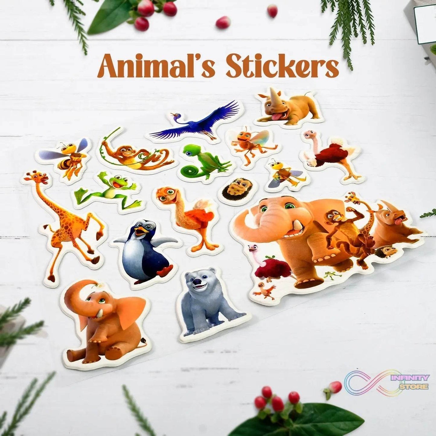 Animals Design Adhesive 3D Stickers (1 Sheet / 22×19 Cm) - infinityexculsivestore.com