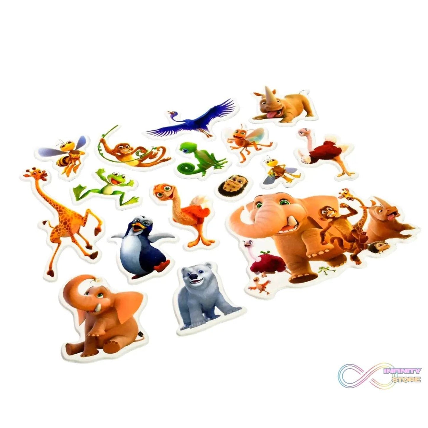 Animals Design Adhesive 3D Stickers (1 Sheet / 22×19 Cm) - infinityexculsivestore.com