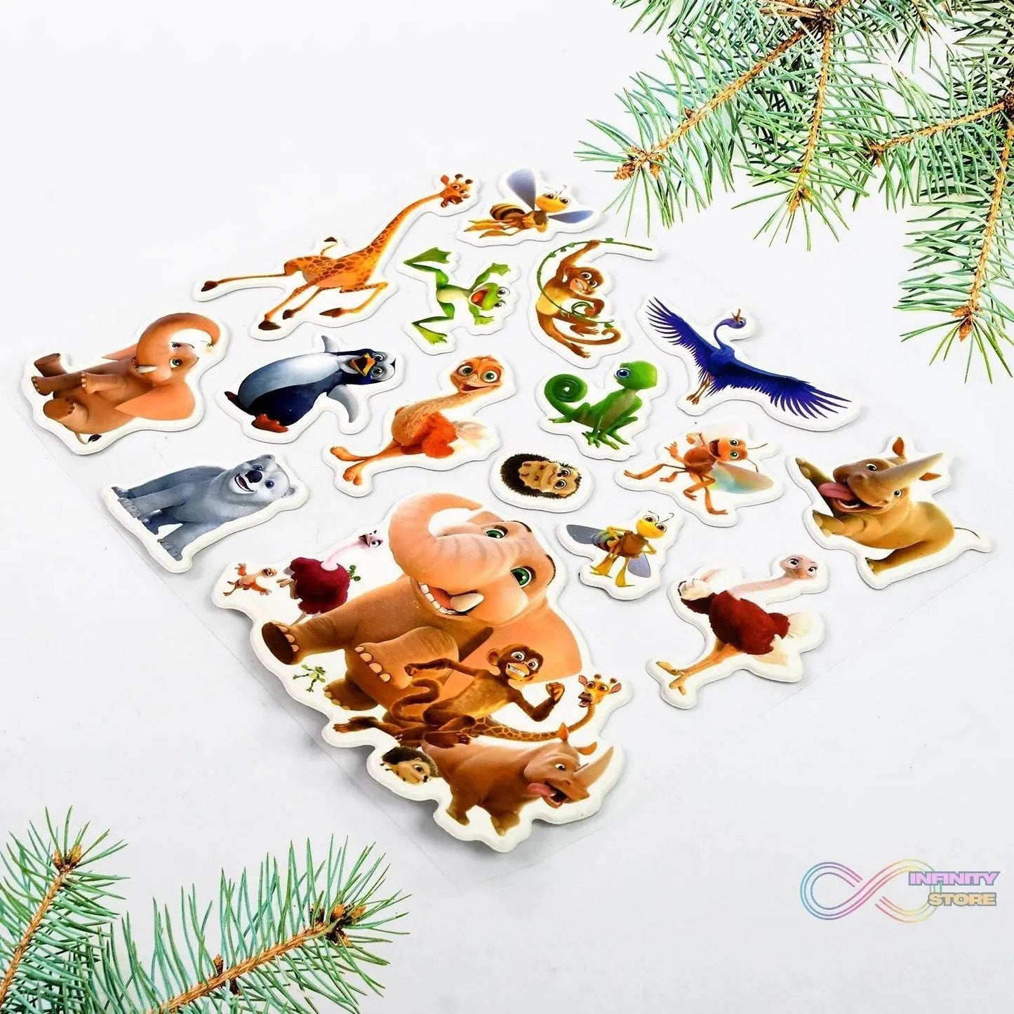Animals Design Adhesive 3D Stickers (1 Sheet / 22×19 Cm) - infinityexculsivestore.com