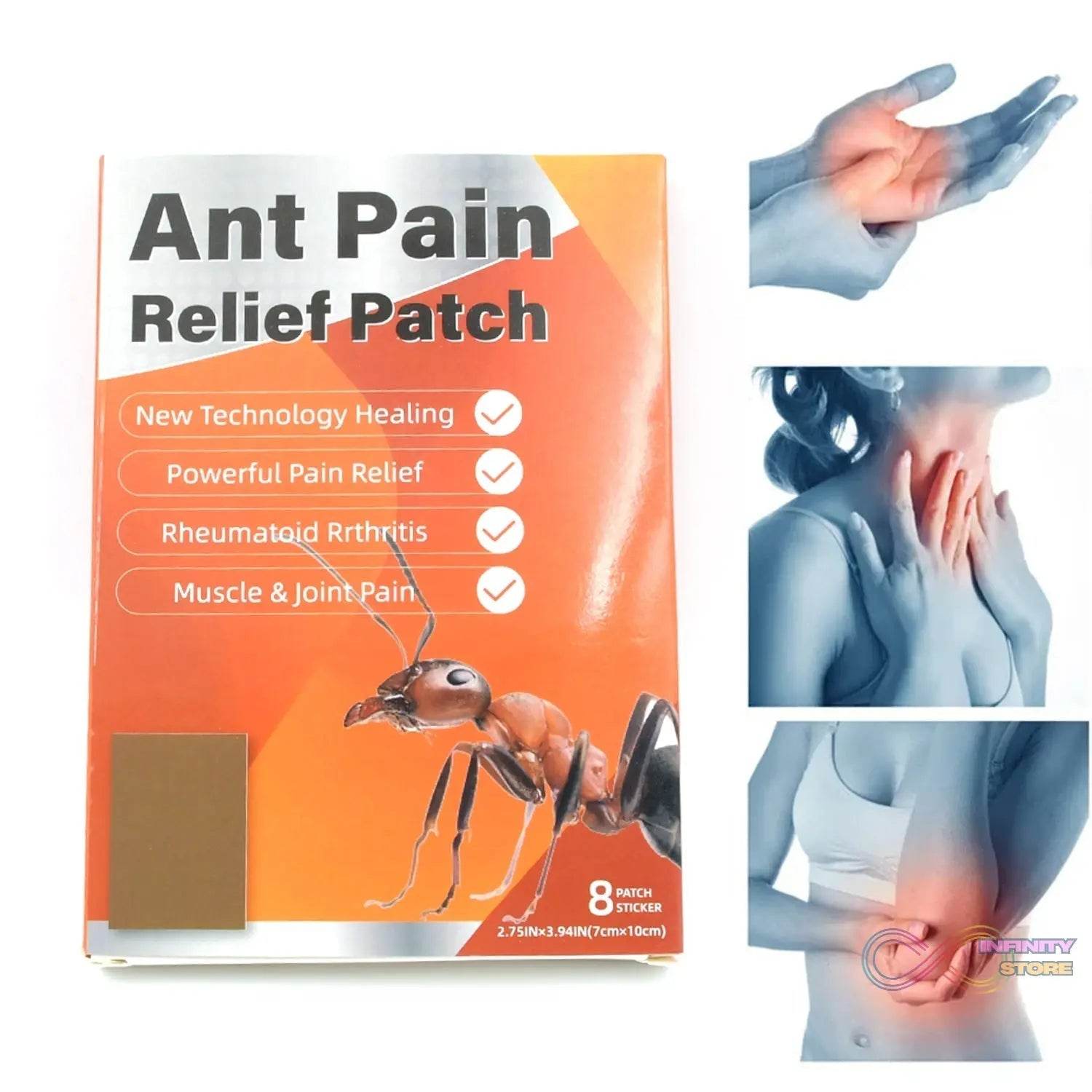 Ant Pain Relief Patch - Pack of 8 Patches | Instant Relief from Muscular Pain & Joint Pain| Natural Pain Relief Patches | Powerful Pain Relief, No Side Effects - infinityexculsivestore.com