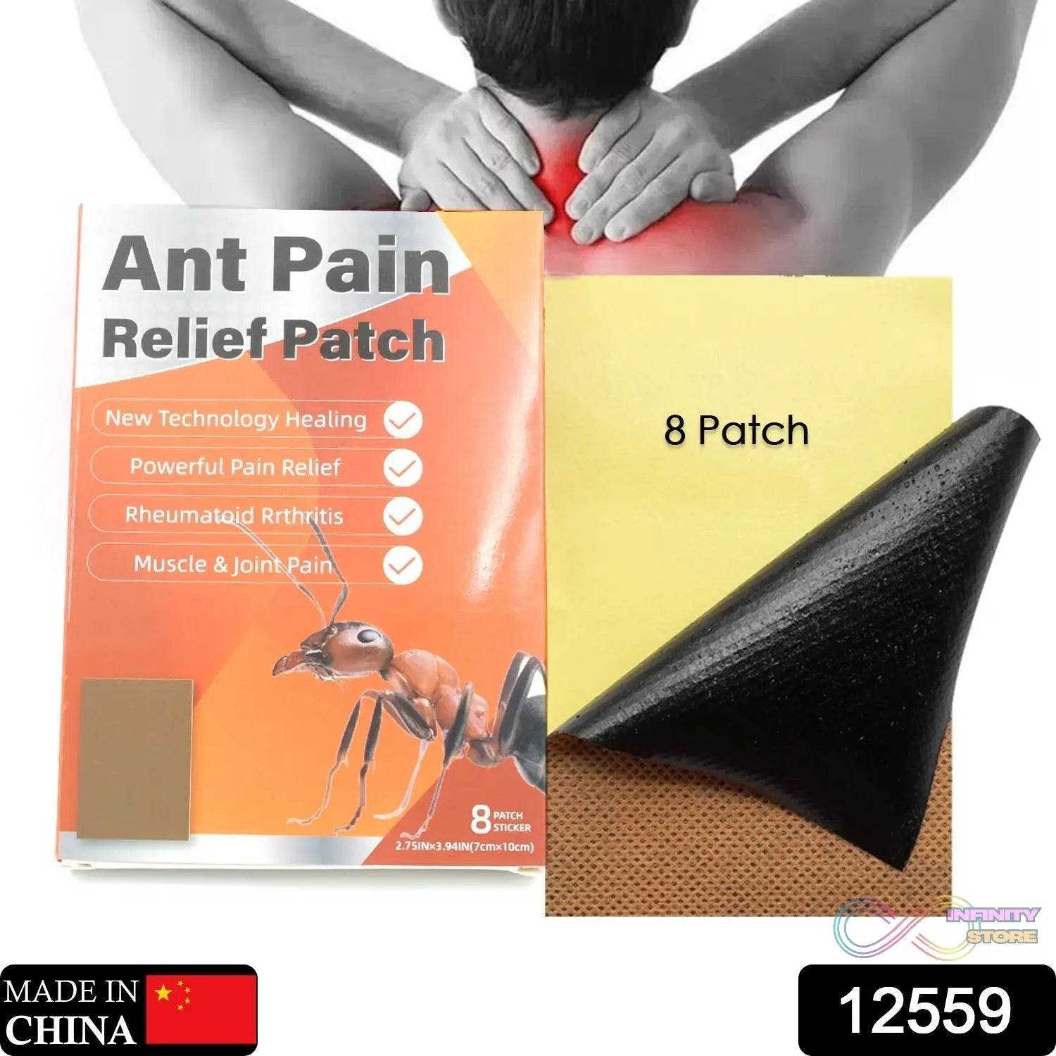 Ant Pain Relief Patch - Pack of 8 Patches | Instant Relief from Muscular Pain & Joint Pain| Natural Pain Relief Patches | Powerful Pain Relief, No Side Effects - infinityexculsivestore.com