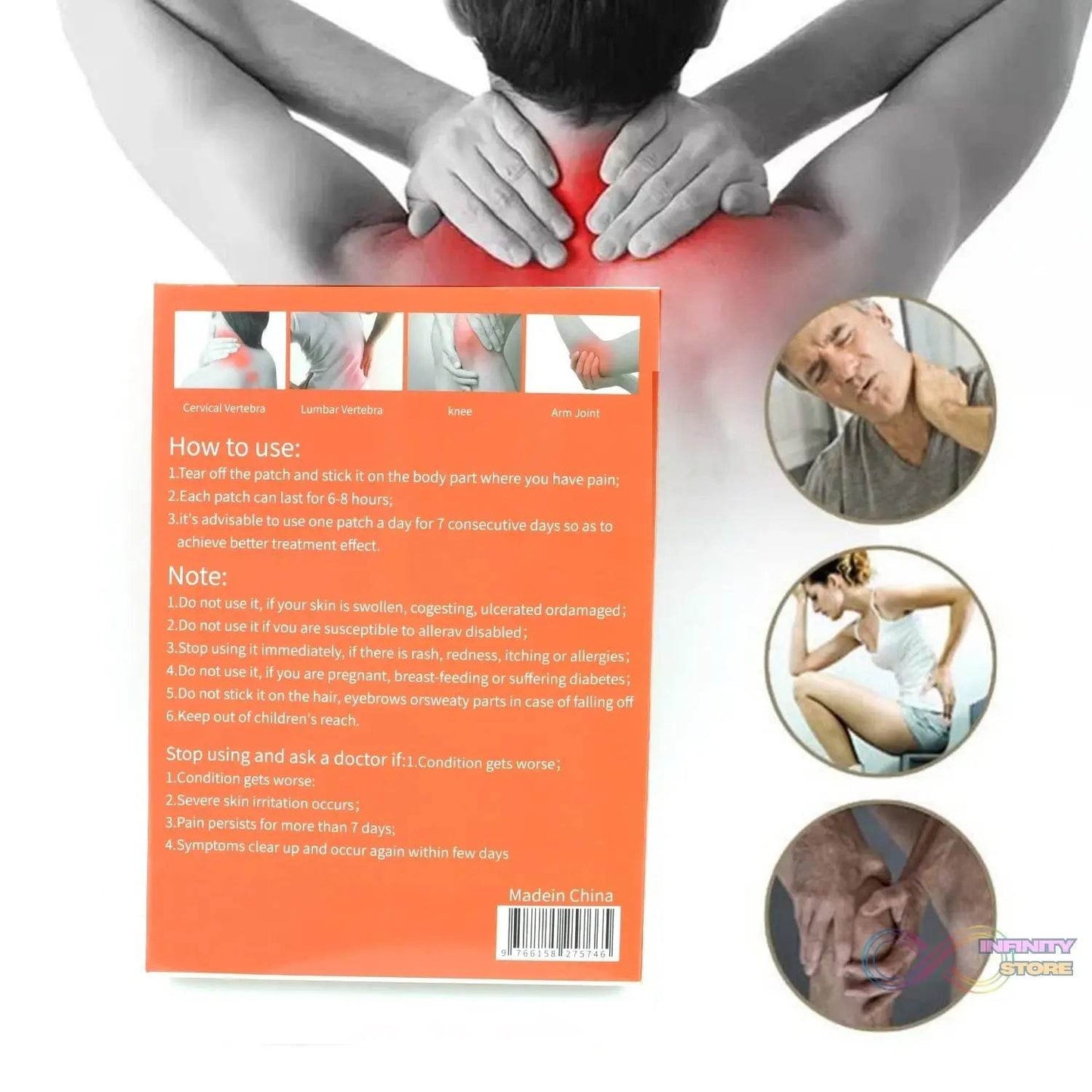 Ant Pain Relief Patch - Pack of 8 Patches | Instant Relief from Muscular Pain & Joint Pain| Natural Pain Relief Patches | Powerful Pain Relief, No Side Effects - infinityexculsivestore.com