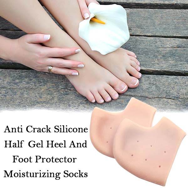 Anti Crack Silicone Half Gel Heel And Foot Protector Moisturizing Socks - infinityexculsivestore.com