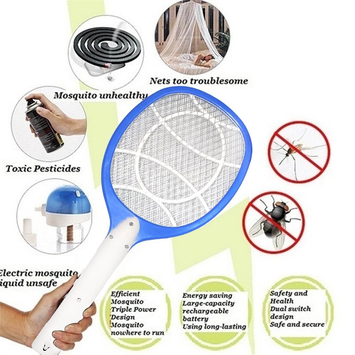 Anti Mosquito Racket - Rechargeable Insect Killer Bat - infinityexculsivestore.com