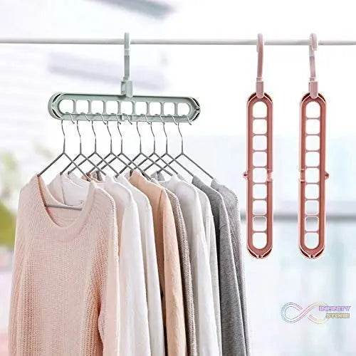 Anti-Skid Plastic 9-Holes Magic Wardrobe Folding Hangers - infinityexculsivestore.com
