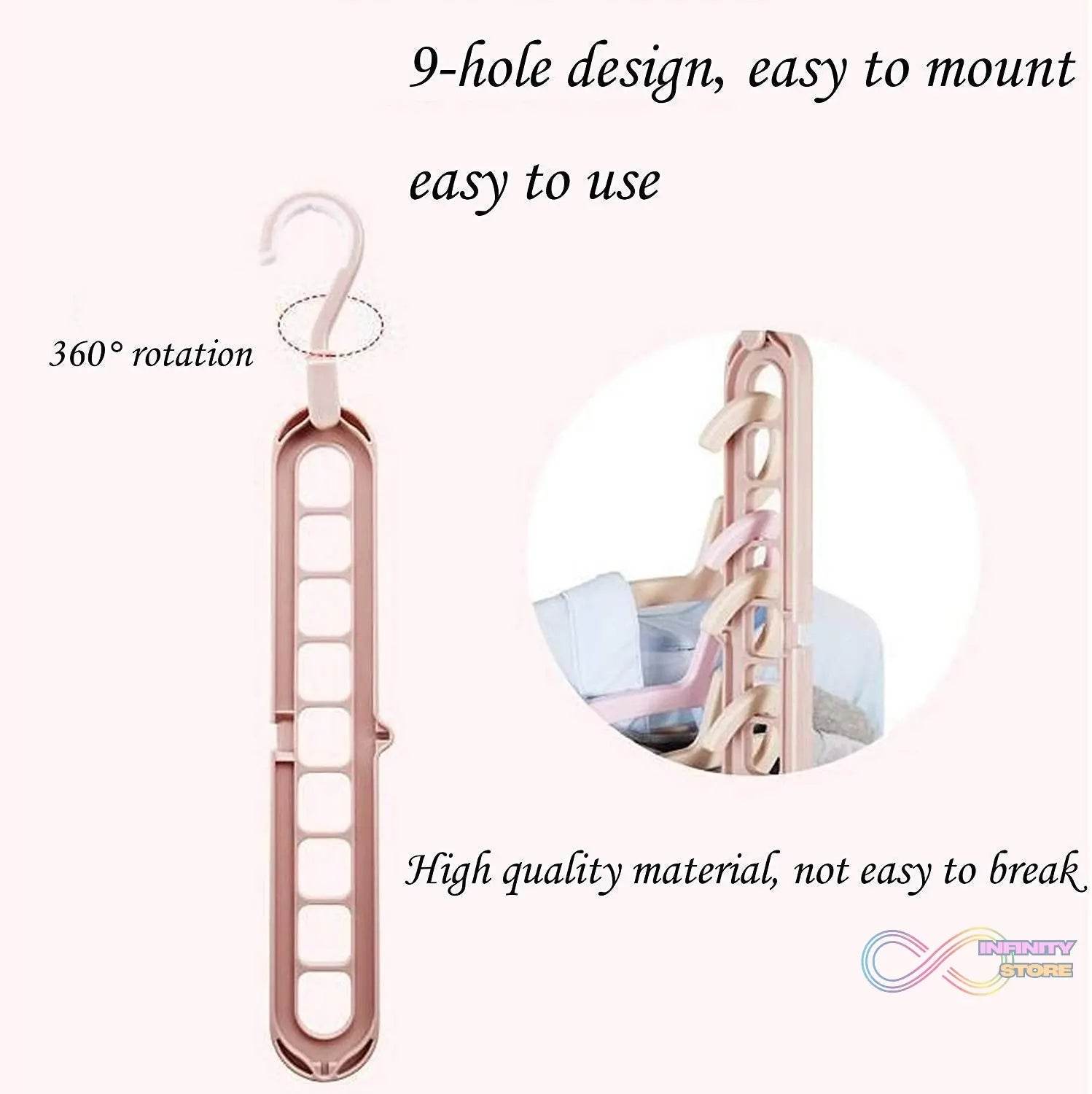 Anti-Skid Plastic 9-Holes Magic Wardrobe Folding Hangers - infinityexculsivestore.com
