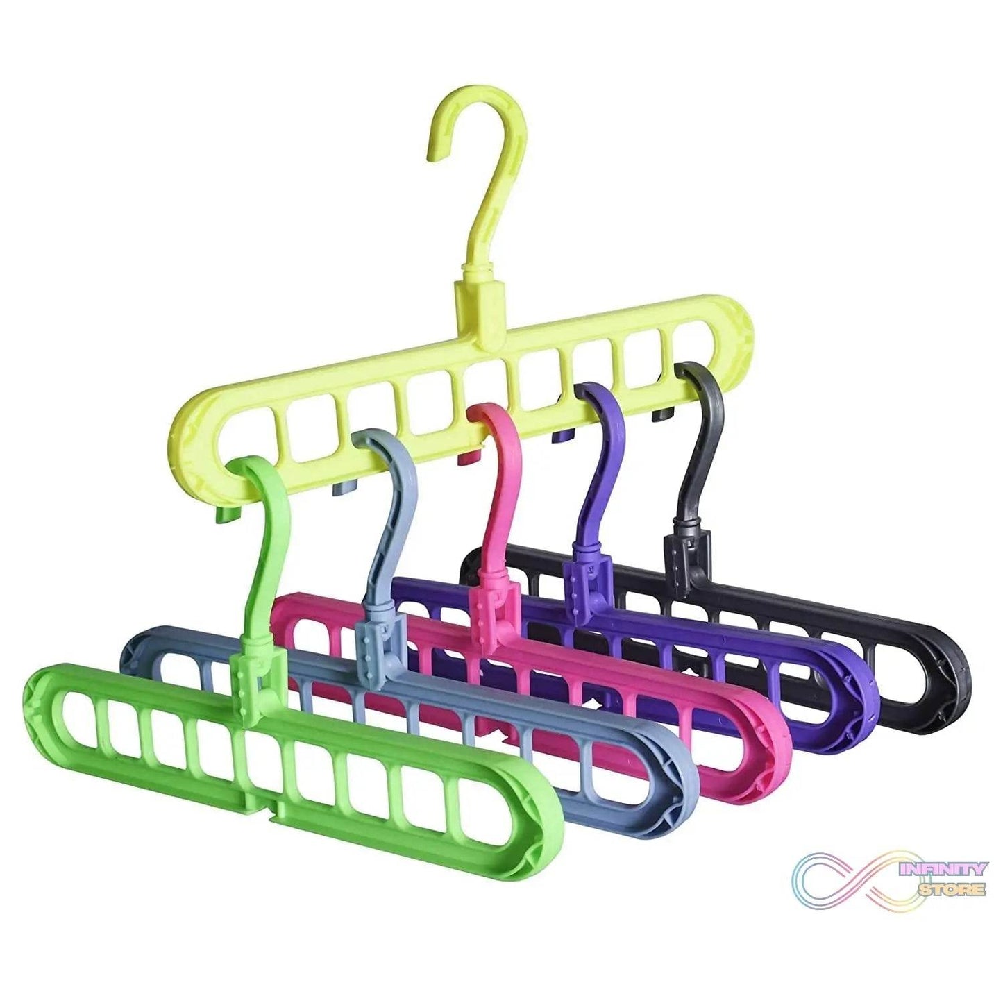 Anti-Skid Plastic 9-Holes Magic Wardrobe Folding Hangers - infinityexculsivestore.com