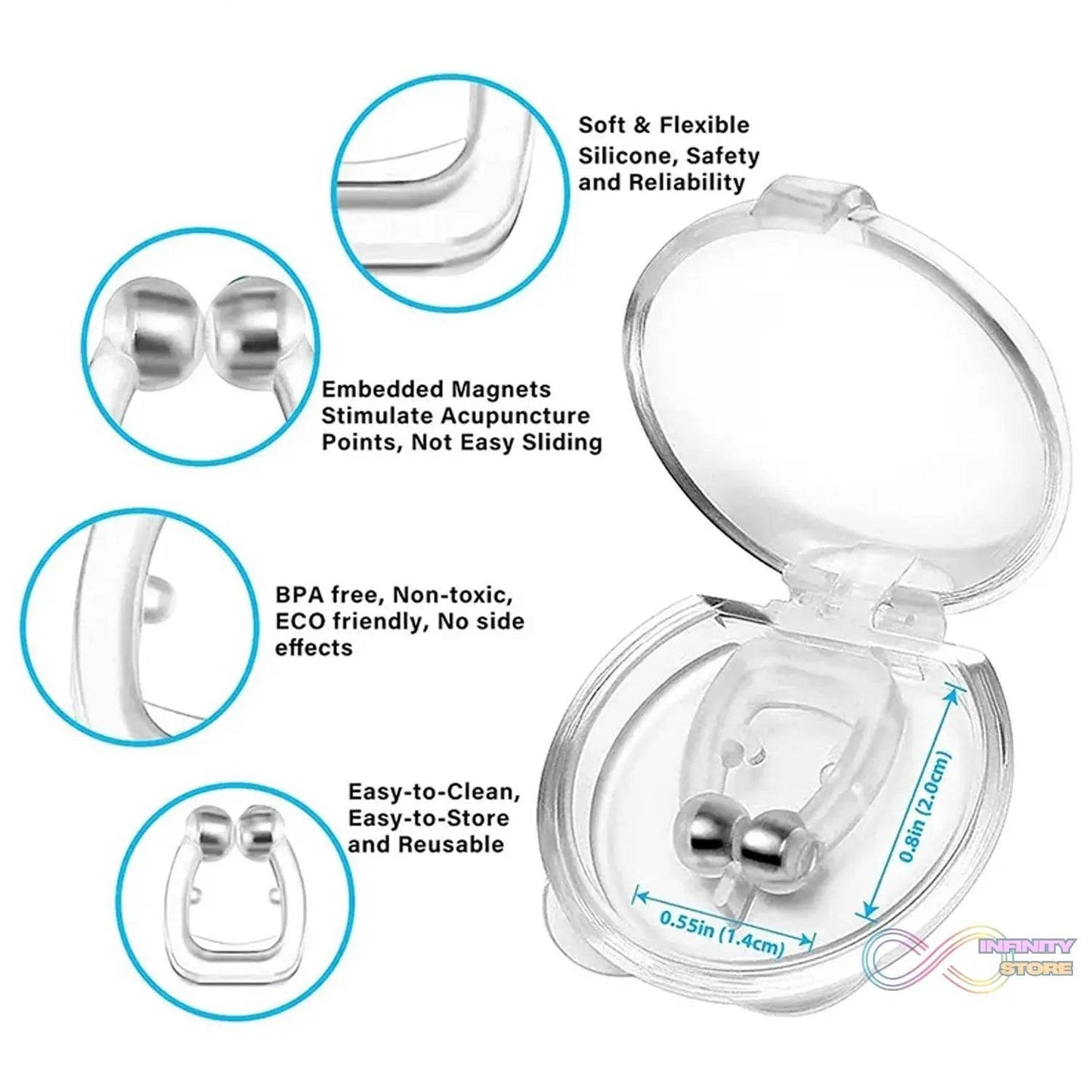 Anti Snore device for men and woman Silicone Magnetic Nose Clip For heavy Snoring sleeper, Snore Stopper, Anti Snoring Device (1 Pc) - infinityexculsivestore.com