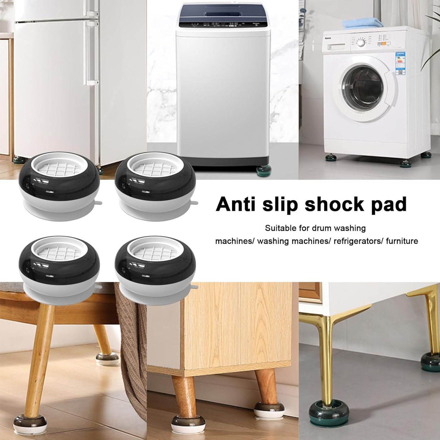 Anti Vibration Pads for Washing Machine, Washing Machine Base Foot Pads Non Slip Heighten Shock and Noise Cancelling Base Pads (4 pcs Set) - infinityexculsivestore.com