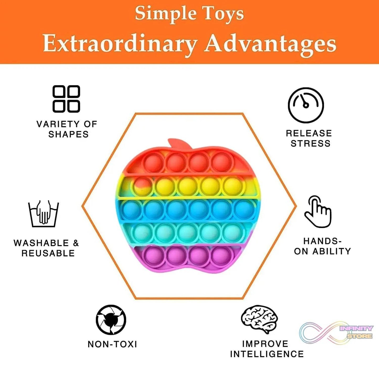 Apple Fidget Toy used in all kinds of household places specially for kids and children for playing purposes - infinityexculsivestore.com