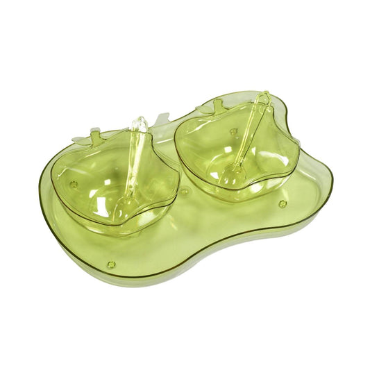 Apple Shape 2Piece Serving Set of Bowl with Spoon & Tray. Dinnerware Serving Snacks & Pickle - infinityexculsivestore.com