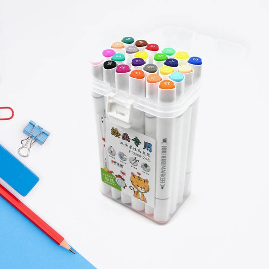 Fancy Art Markers, 24 Colors Double-ended Art Markers Alcohol Based Advanced Art Markers With Plastic Box For Painting, Coloring, Sketching And Drawing For Kids & Adult (1 Set 24 Pc) - infinityexculsivestore.com