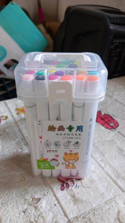 Fancy Art Markers, 24 Colors Double-ended Art Markers Alcohol Based Advanced Art Markers With Plastic Box For Painting, Coloring, Sketching And Drawing For Kids & Adult (1 Set 24 Pc) - infinityexculsivestore.com