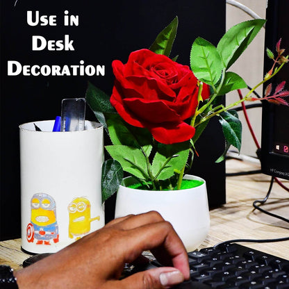 Artificial Rose Flower Plant With Pot, For Home Office Or Gift - infinityexculsivestore.com