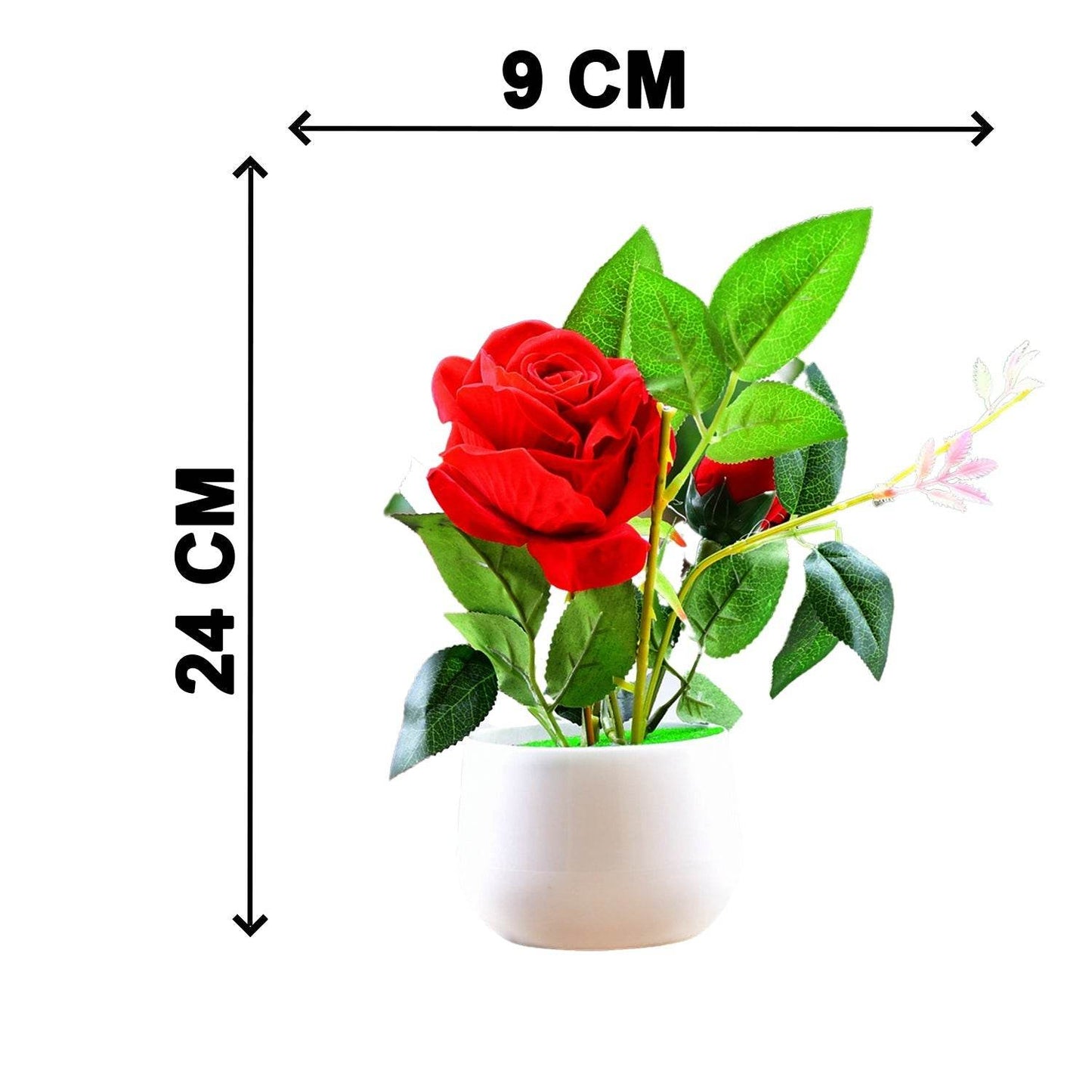 Artificial Rose Flower Plant With Pot, For Home Office Or Gift - infinityexculsivestore.com
