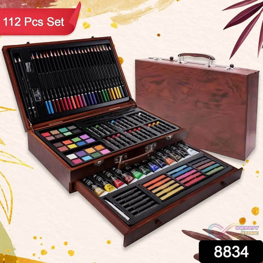 Artist Drawing & Painting Color Set ith Wooden Case (112 Pcs Approx) - infinityexculsivestore.com