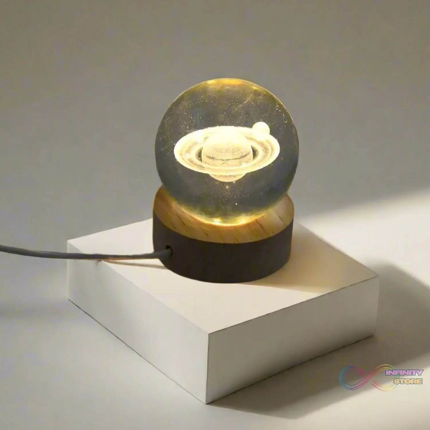 Astronaut 3D Crystal Ball lamps With Wood Base (1 Pc) - infinityexculsivestore.com