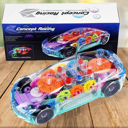 Automatic 360 Degree Rotating Transparent Gear Concept Car with Musical and 3D Flashing Lights Toy for Kids Boys & Girls (Multicolor / Battery Not Included) - infinityexculsivestore.com