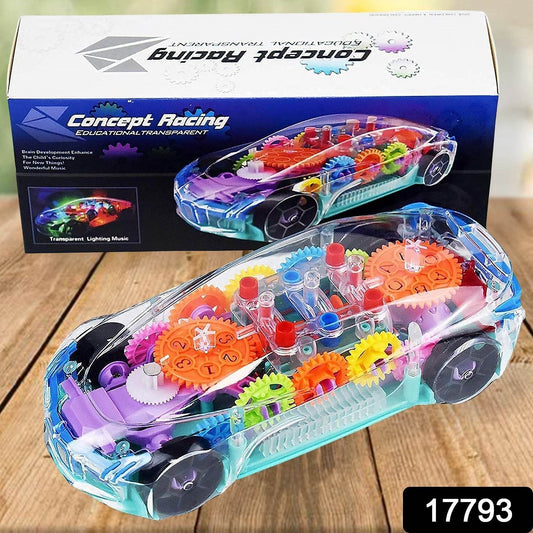 Automatic 360 Degree Rotating Transparent Gear Concept Car with Musical and 3D Flashing Lights Toy for Kids Boys & Girls (Multicolor / Battery Not Included) - infinityexculsivestore.com