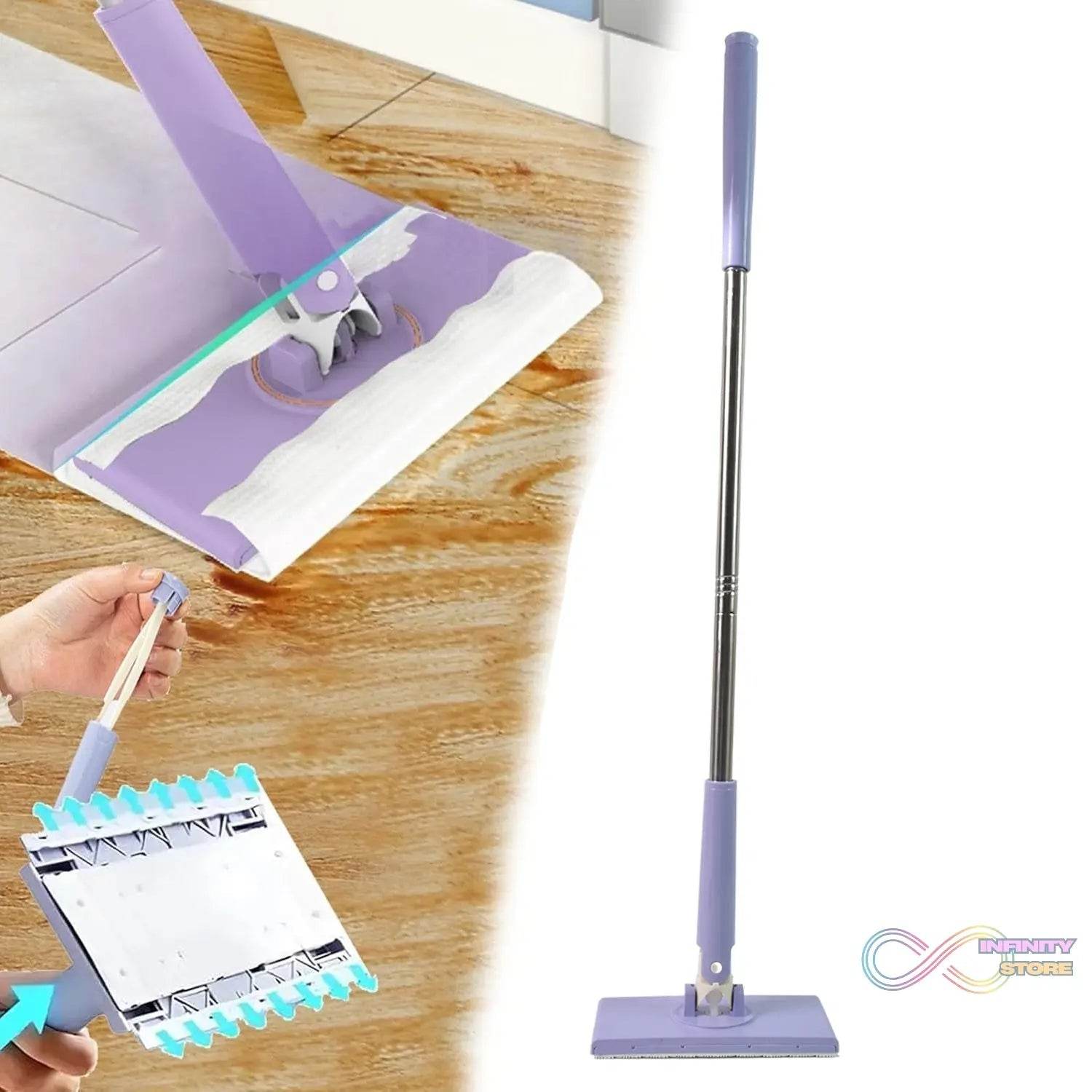 Automatic Cloth Changing Mini Mop with Push Pull Cloth Changing Handle (1 Pc) - infinityexculsivestore.com