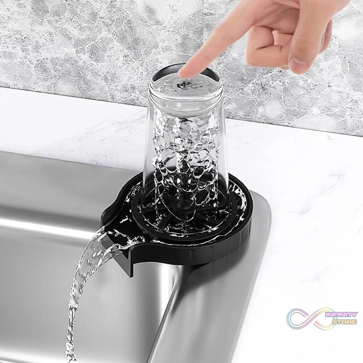 Automatic Cup Washer or Glass Rinser for Kitchen Sink, Black Kitchen Sink Cleaning Spray Cup Washer, Bar Glass Washer. - infinityexculsivestore.com