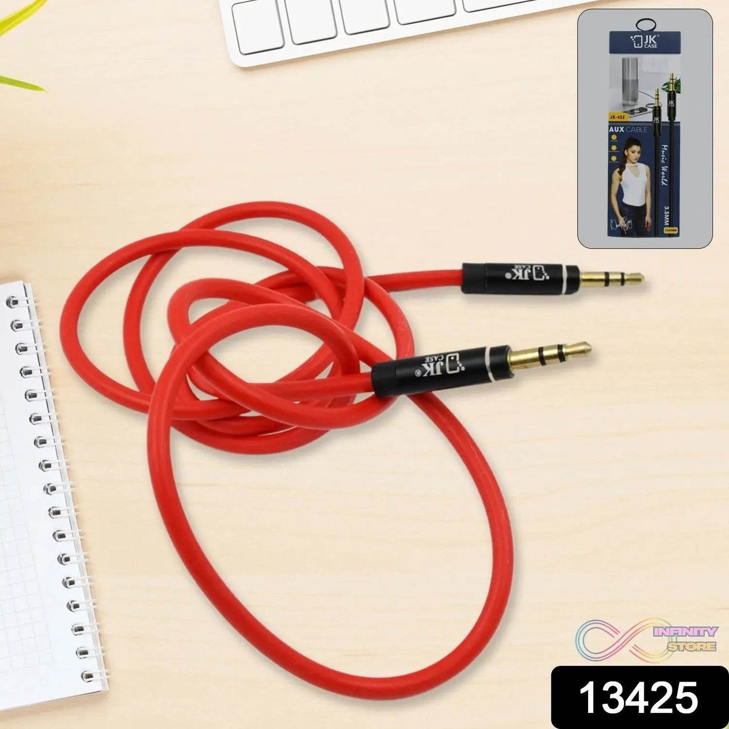 Aux Cable 3.5mm gold-plated Pin for Mobile and Tablet Home, Car (1 Pc / 1000MM) - infinityexculsivestore.com