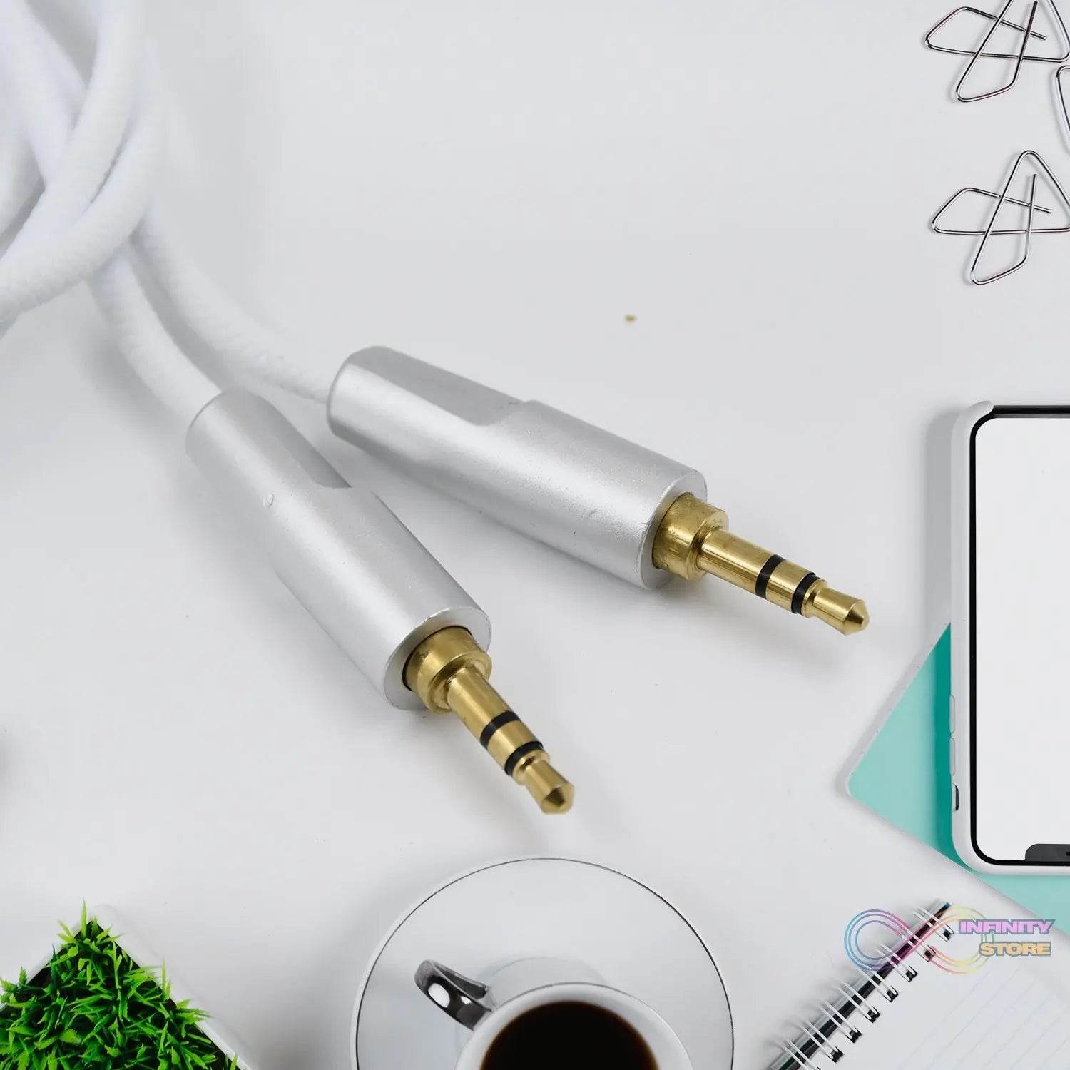 Aux Cable for Mobile and Tablet Home / Car Stereos & More (1 Pc / 1000MM) - infinityexculsivestore.com