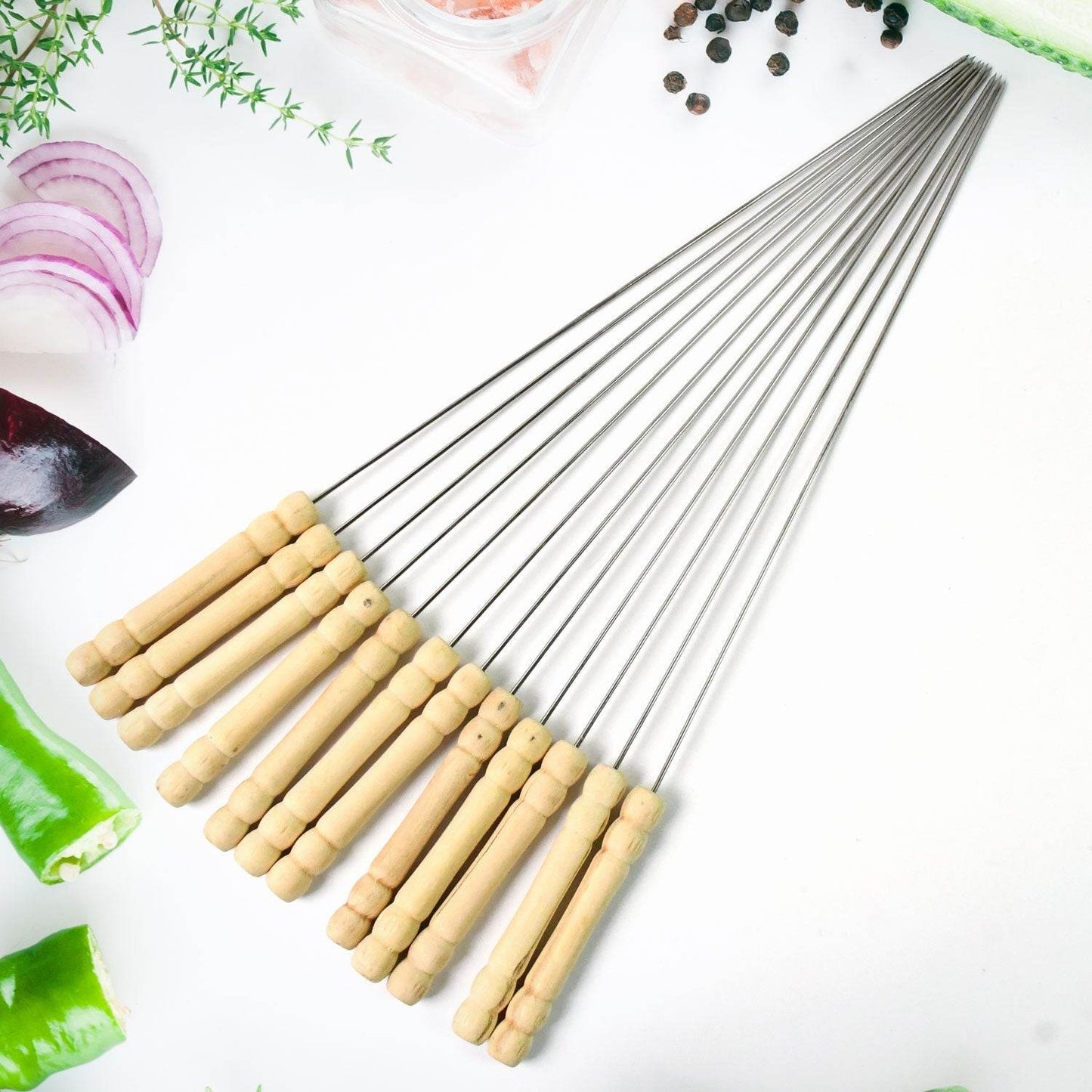 BBQ Tandoor Skewers Grill Sticks for Barbecue (Pack of 12) - infinityexculsivestore.com