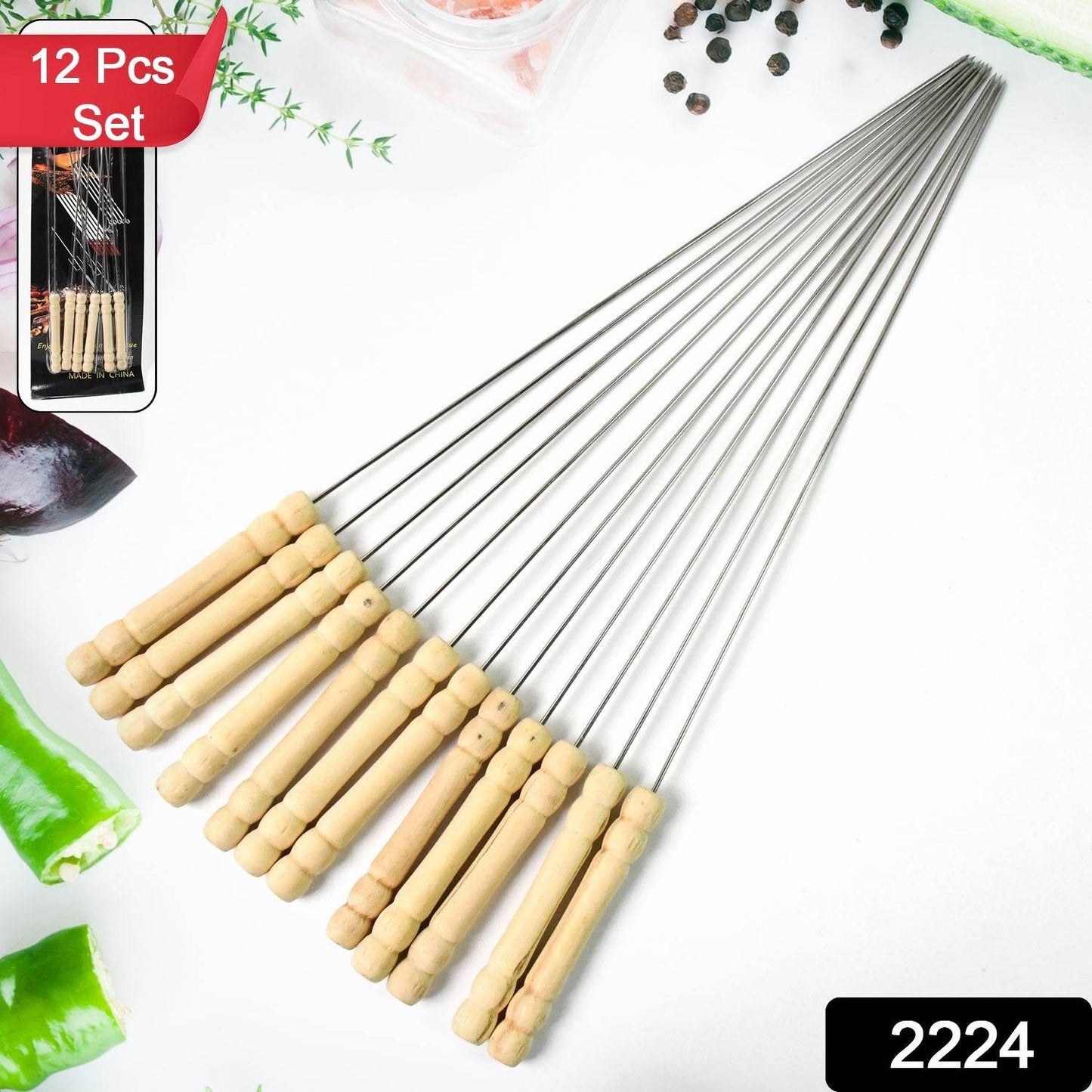 BBQ Tandoor Skewers Grill Sticks for Barbecue (Pack of 12) - infinityexculsivestore.com