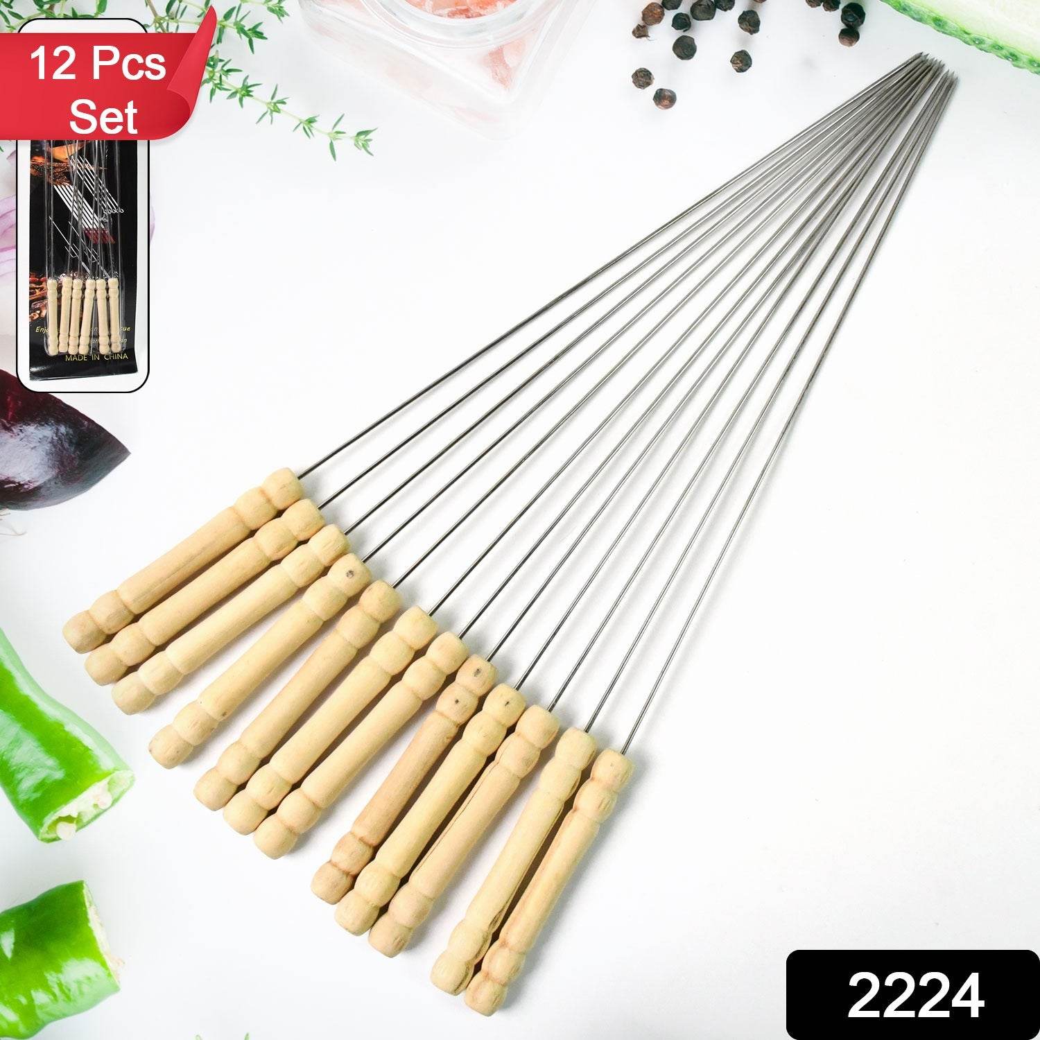 BBQ Tandoor Skewers Grill Sticks for Barbecue (Pack of 12) - infinityexculsivestore.com