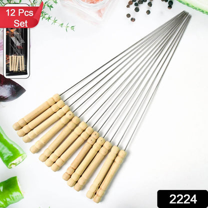 BBQ Tandoor Skewers Grill Sticks for Barbecue (Pack of 12) - infinityexculsivestore.com