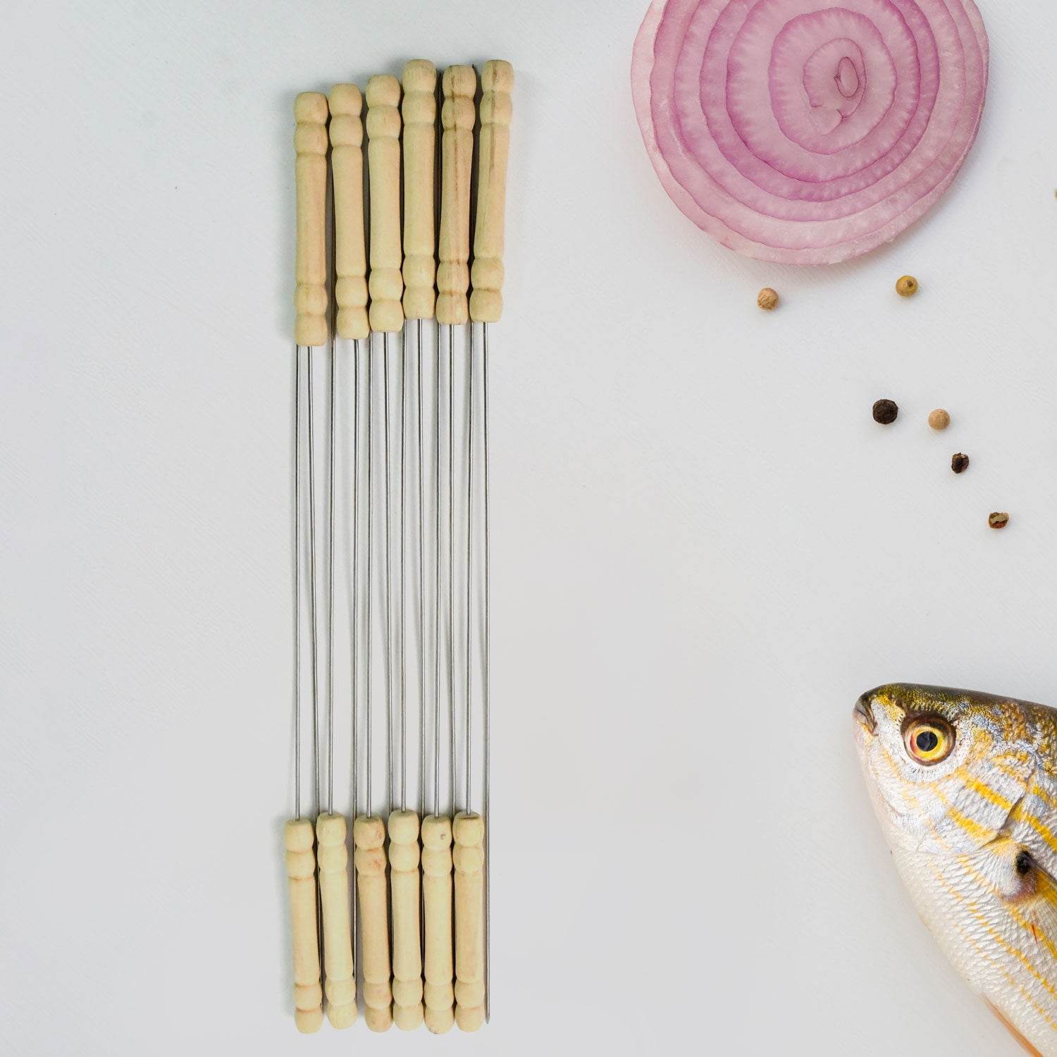 BBQ Tandoor Skewers Grill Sticks for Barbecue (Pack of 12) - infinityexculsivestore.com