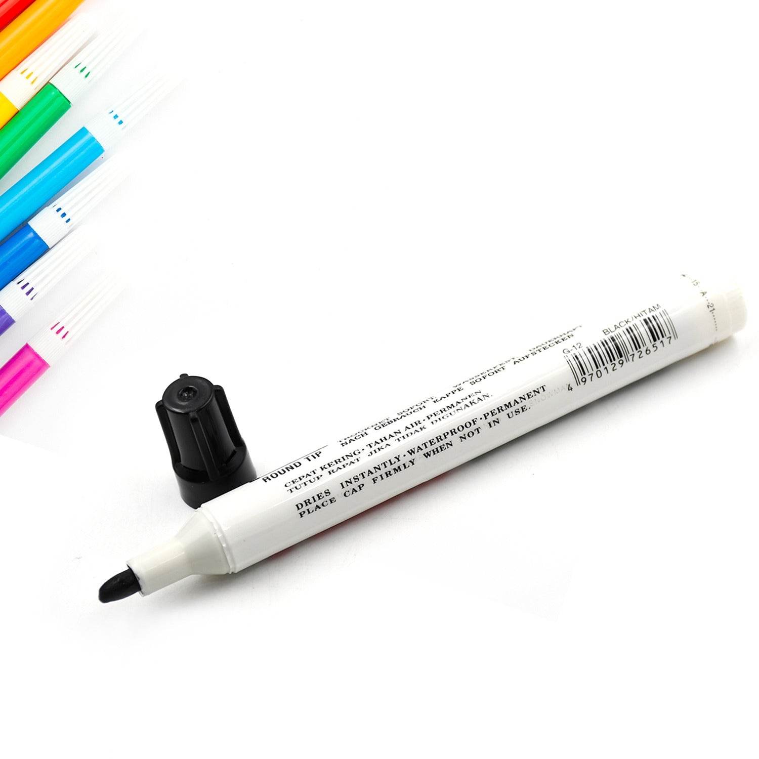 BLACK PERMANENT MARKER LEAK PROOF MARKER CRAFTWORKS, SCHOOL PROJECTS AND OTHER | SUITABLE FOR OFFICE AND HOME USE (PACK OF 12 PC) - infinityexculsivestore.com