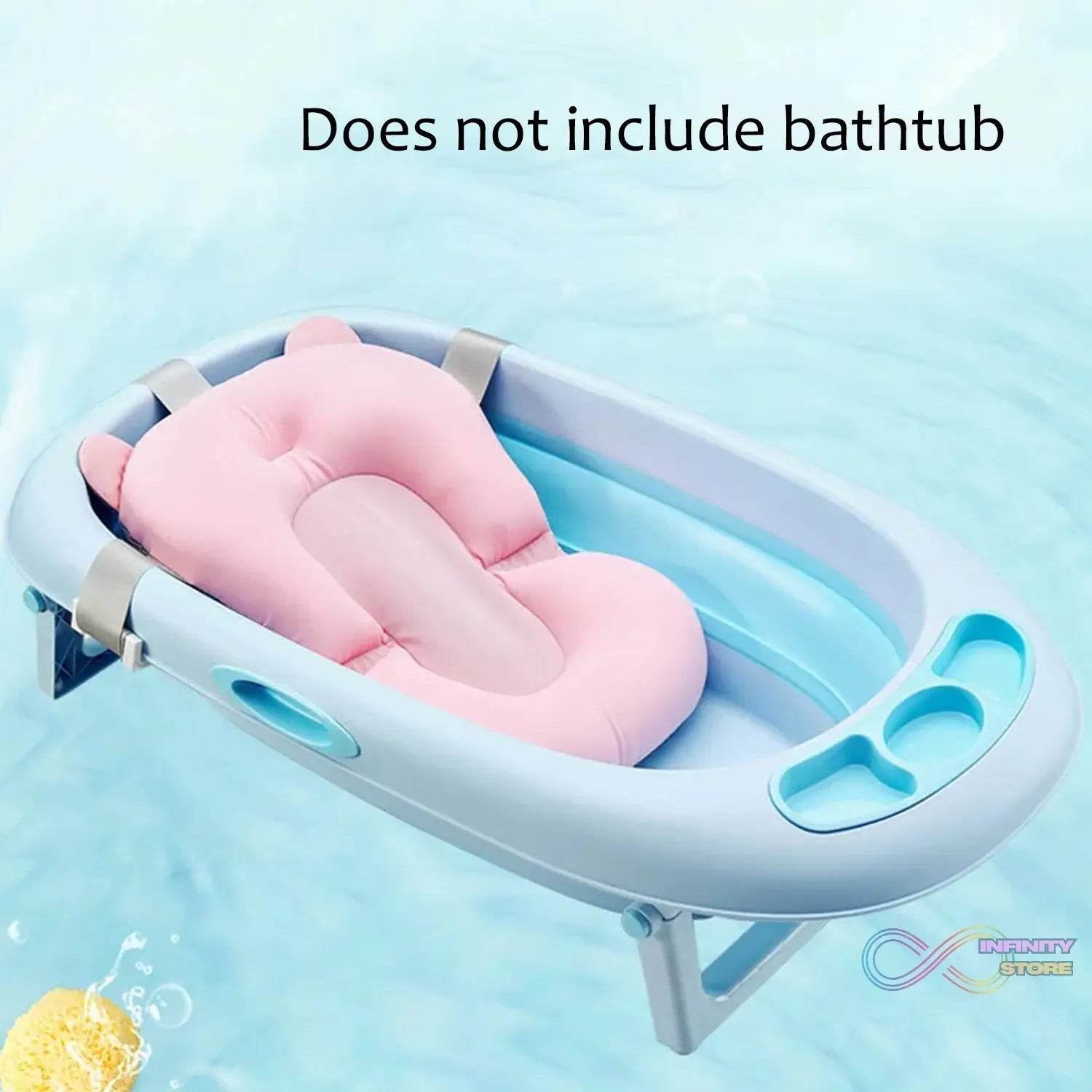 Baby Bath Pillow Newborn Anti-Slip Bathtub Pad Foldable with Strap For 0-6 Month Baby - infinityexculsivestore.com