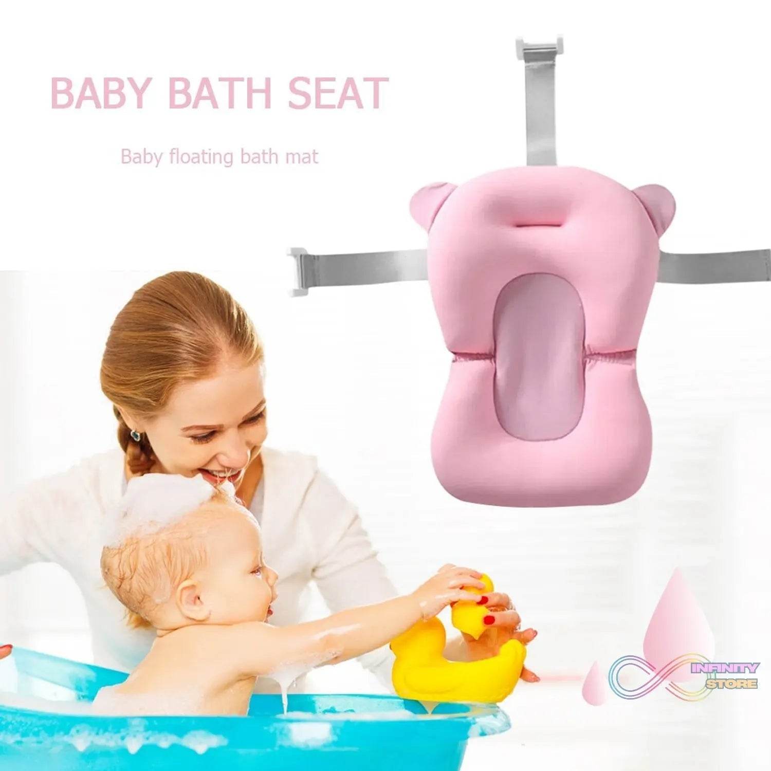 Baby Bath Pillow Newborn Anti-Slip Bathtub Pad Foldable with Strap For 0-6 Month Baby - infinityexculsivestore.com