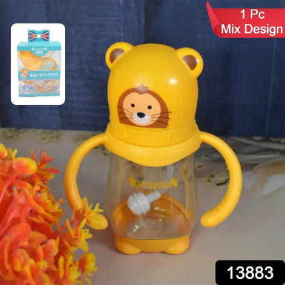Baby Feeding Bottle with Handles & Straw (Mix Design, Size & Color / 1 Pc) - infinityexculsivestore.com