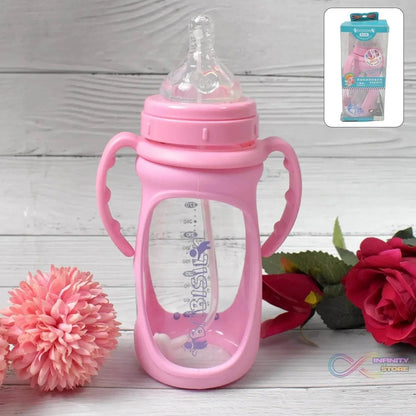 Baby Feeding Bottle with Handles & Straw (Mix Design, Size & Color / 1 Pc) - infinityexculsivestore.com