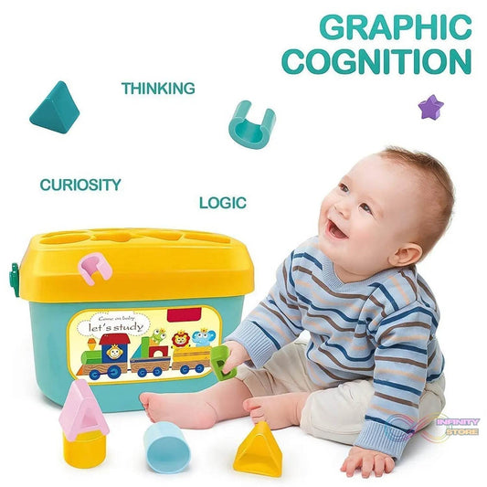 Baby First Block Set for Kids Non-Toxic Abcd Geometric Shape Sorting & Stacking Toy (1 Set) - infinityexculsivestore.com