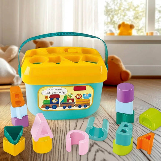 Baby First Block Set for Kids Non-Toxic Abcd Geometric Shape Sorting & Stacking Toy (1 Set) - infinityexculsivestore.com