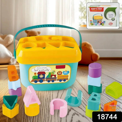 Baby First Block Set for Kids Non-Toxic Abcd Geometric Shape Sorting & Stacking Toy (1 Set) - infinityexculsivestore.com