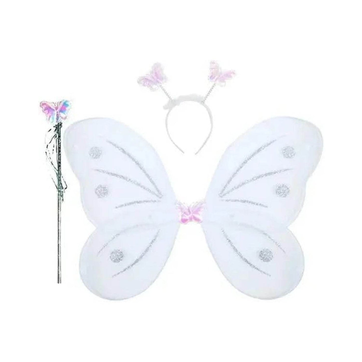 Baby Girl's Fairy Nylon Butterfly Wings Costume Butterfly Fairy Angel Wing| Wand And Hairband Multi- Color For Party (1pc) - infinityexculsivestore.com