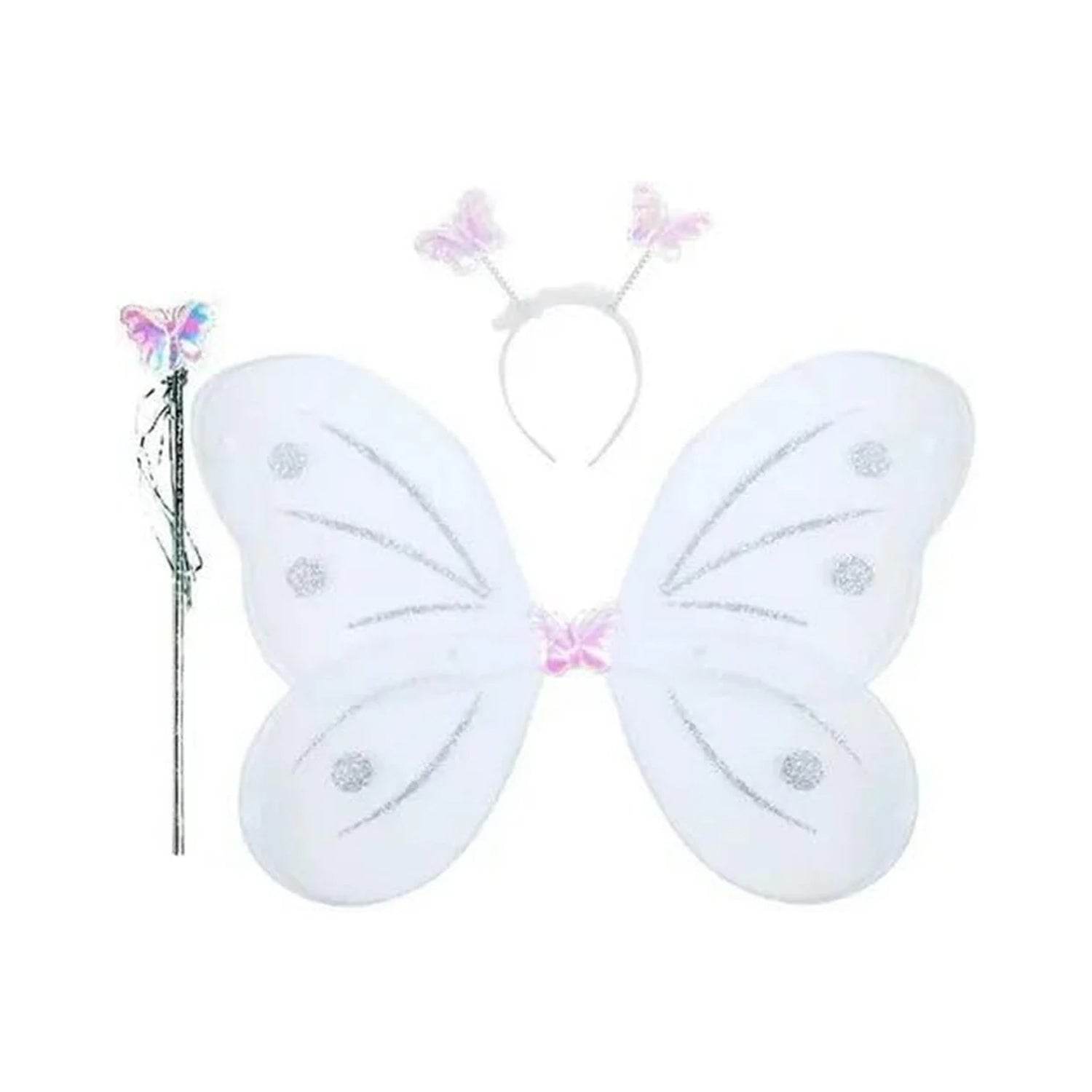 Baby Girl's Fairy Nylon Butterfly Wings Costume Butterfly Fairy Angel Wing| Wand And Hairband Multi- Color For Party (1pc) - infinityexculsivestore.com
